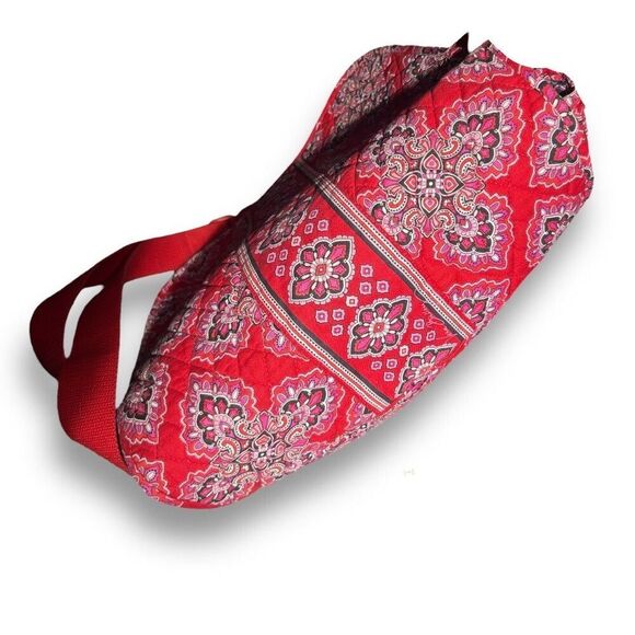 Vera Bradley Frankly Scarlet Messenger Bag Red Pink Quilted Tote Laptop Boho - Picture 11 of 14